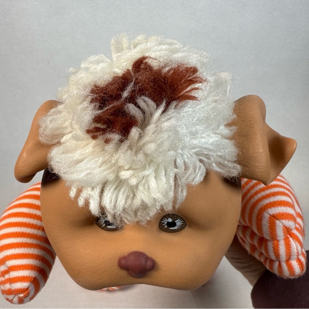 Vintage 1983 Cabbage Patch Kids Koosas Pet Brown Dog Blue Bibs Collar - Picture 7 of 7